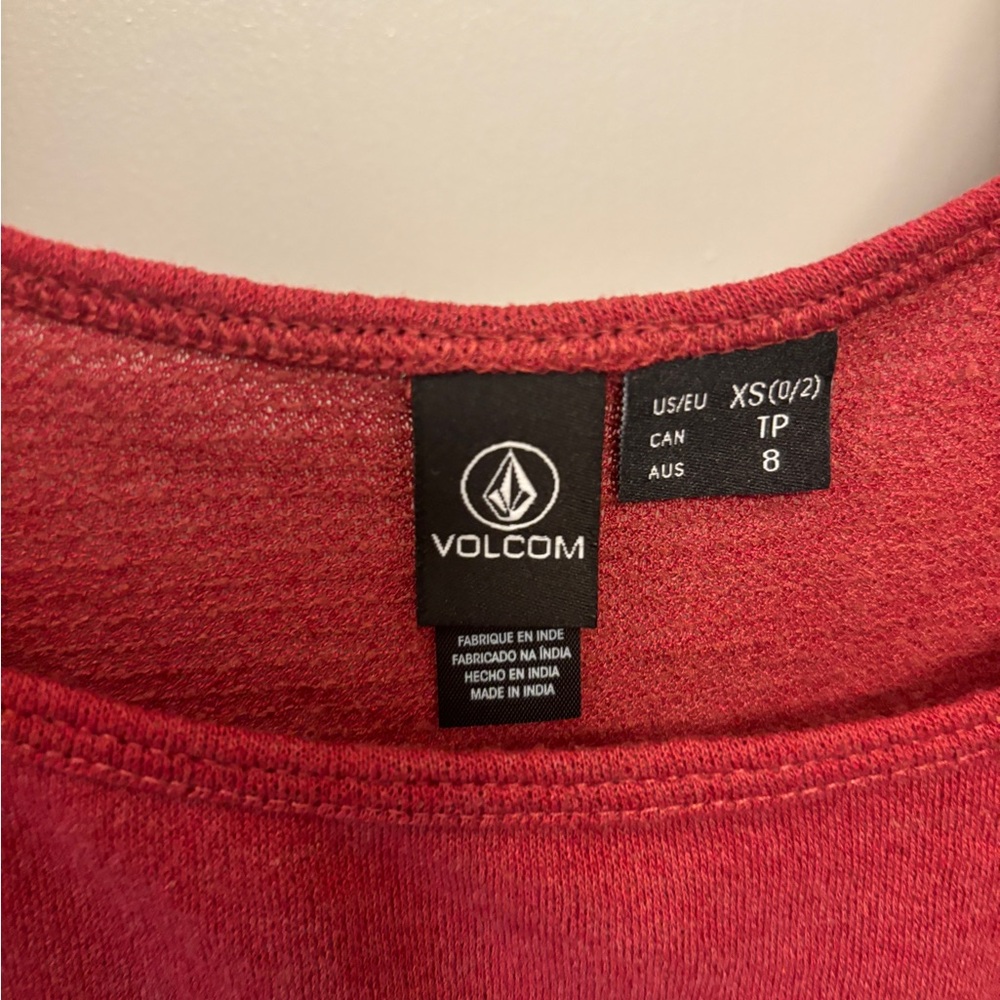 Volcom Red Ruched Fitted Blouse - Picture 4 of 4
